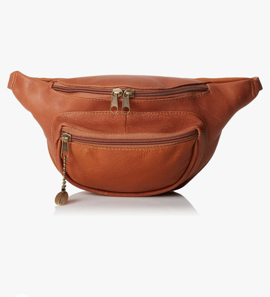 David King Leather Two Zip Waist Pack Tan