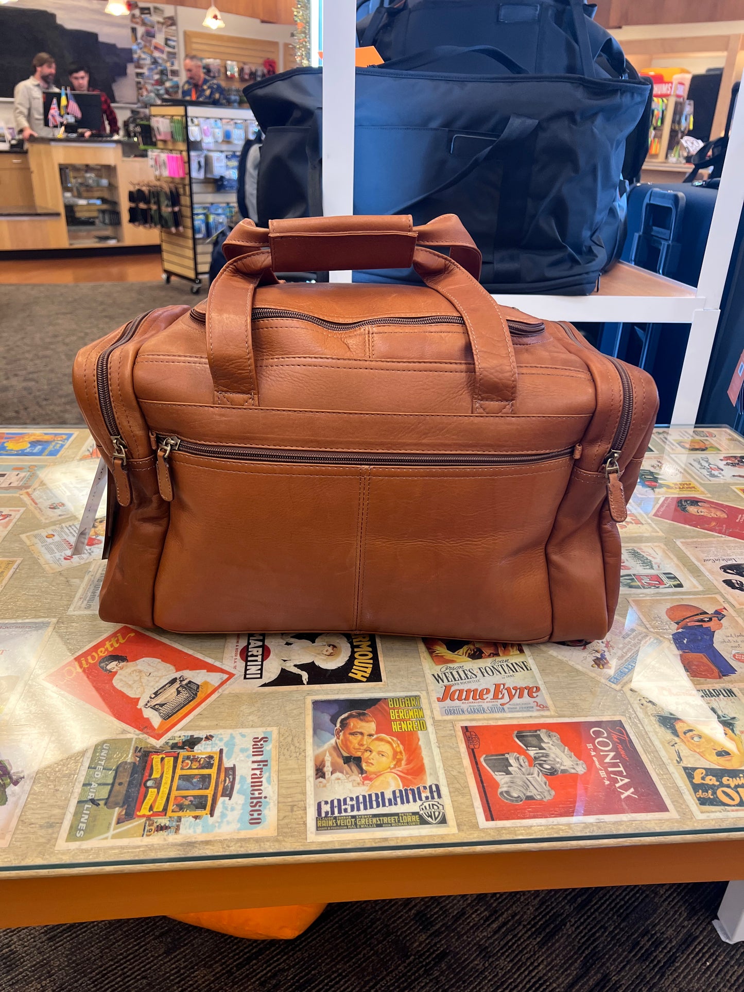 Dorado- 18” Vaquetta Leather Duffel Bag Tan