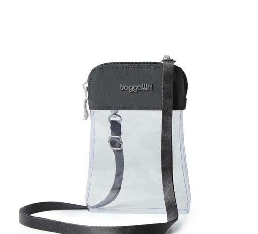 Baggallini Clear Bryant Crossbody Stadium Bag Charcoal