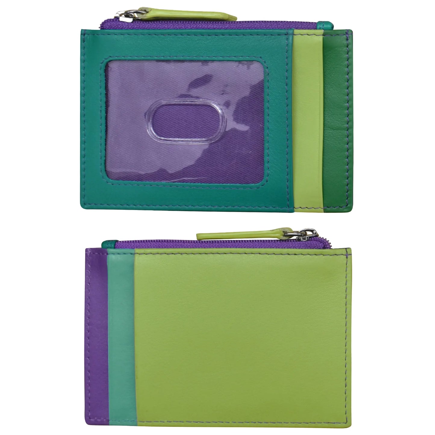 ili New York RFID Leather Zippered I.D. Wallet- 7416 Cool Tropics