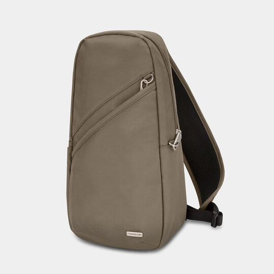 Travelon Anti-Theft Classic Sling Bag with RFID Blocking Organizer Nutmeg