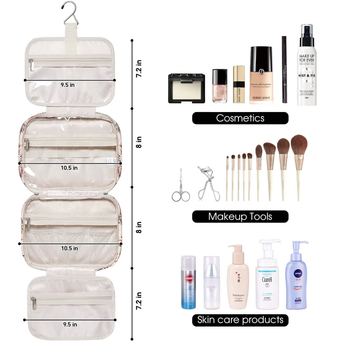 Narwey Large Hanging Toiletry/Cosmetic Bag