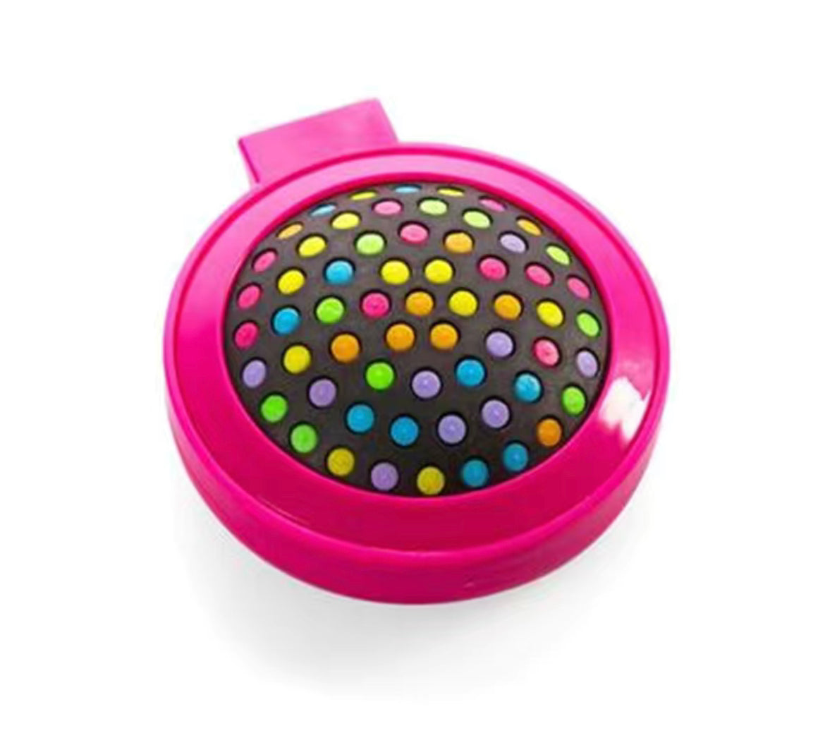 Round Hair Brush/Mirror Hot Pink Rainbow