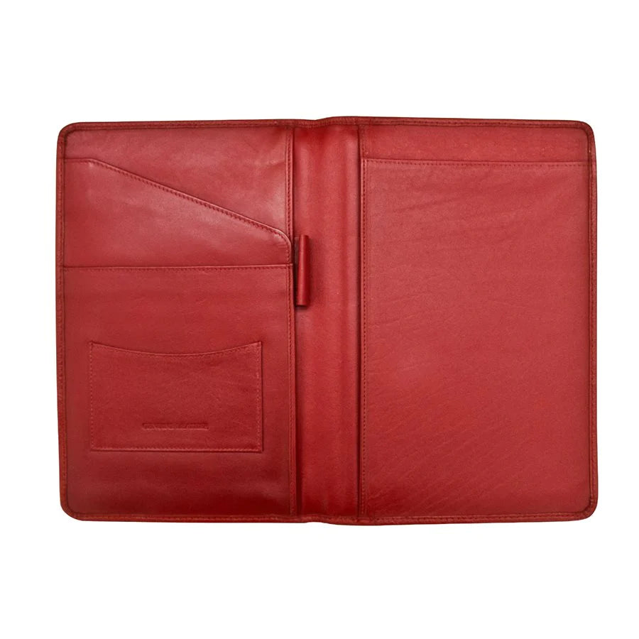 ili New York Small Leather Writing Padfolio (Red)