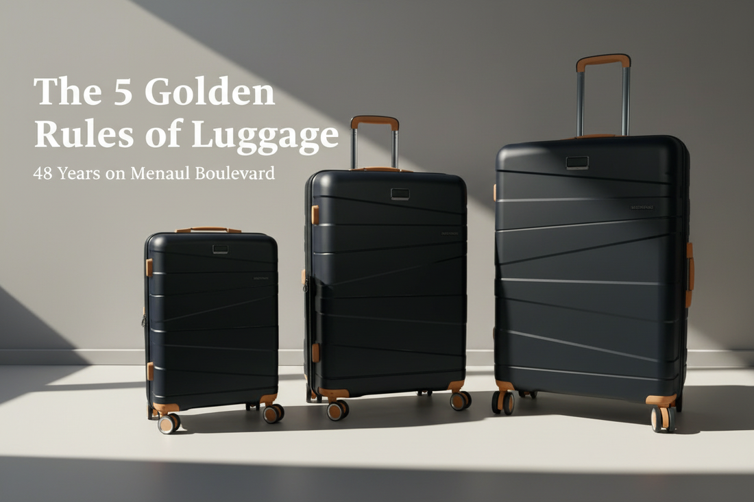 Three Lieber's Luggage Legacy hardside spinners arranged side by side — The 5 Golden Rules of Luggage