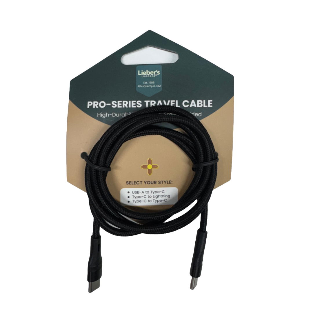 Lieber's Luggage Pro-Series Travel Charging Cable Type-C to Type-C (20V3A 60W) Black