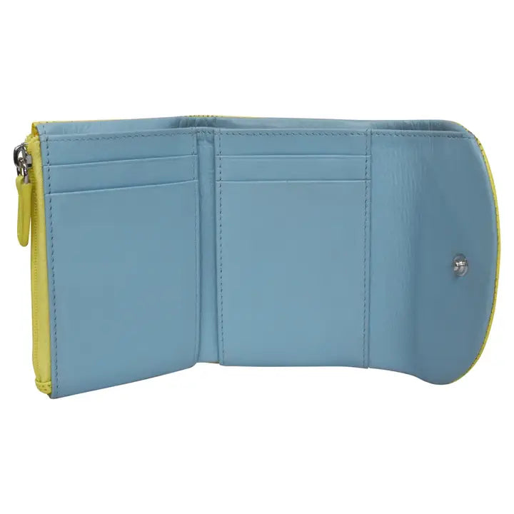 ili New York Leather RFID Trifold Compact Mini Wallet - 7105