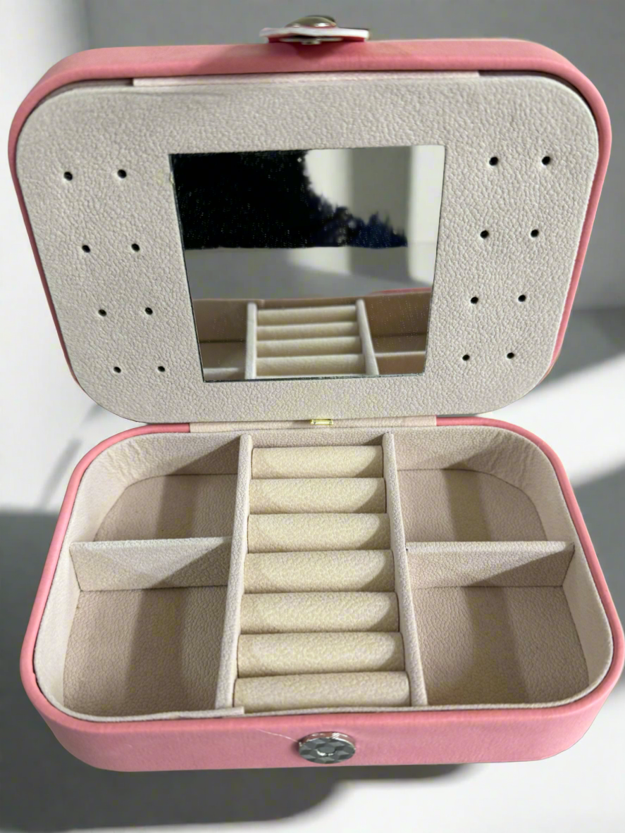 Faux Suede Jewelry Box with Mirror