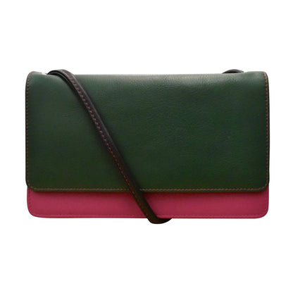 ili New York Leather RFID Flap Phone Bag Organizer- 6062 Forest Multi