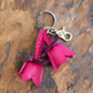 Small Leather Bag Charm/Keychain- Tulips