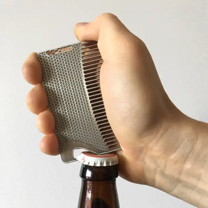Bottle Opener Go-Comb | Metal Wallet Sized Comb