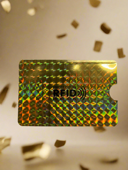 2-Pack RFID Blocking Credit Card Sleeves Holographic Gold