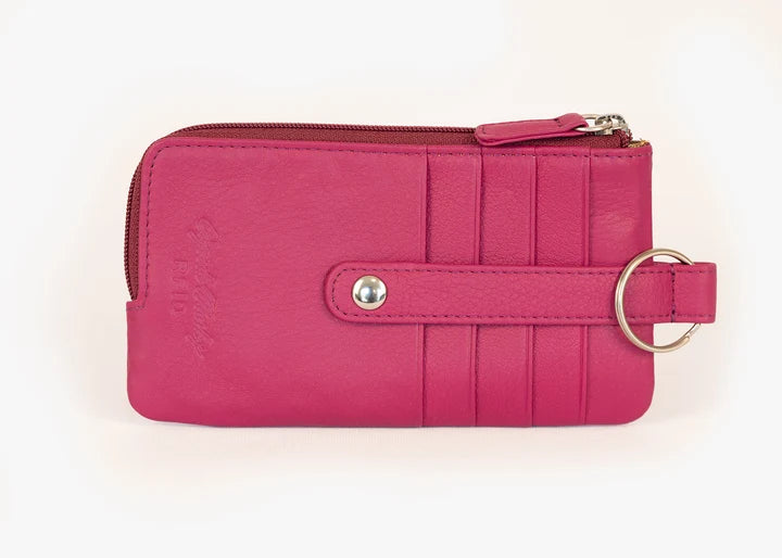 Osgoode Marley Leather RFID Card Holder w/ Zip Pocket Chianti