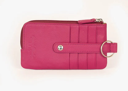 Osgoode Marley Leather RFID Card Holder w/ Zip Pocket Chianti
