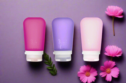 Humangear - 3.4 oz GoToob+ 3-Pack Silicone 3-1-1 Toiletry Bottles (LARGE) Blossom