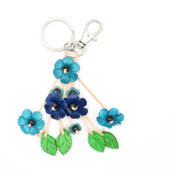 Small Leather Flower Bag Charm/Keychain