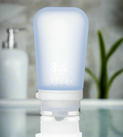 Humangear- 3.4 oz GoToob+ Silicone Toiletry 3-1-1 Bottle (LARGE) Blue