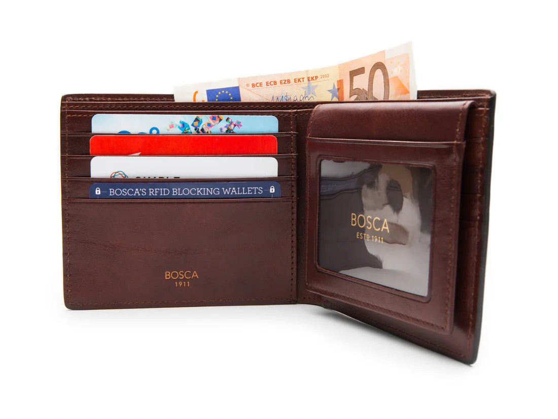 BOSCA OLD LEATHER RFID Euro Credit Wallet w/I.D. Passcase