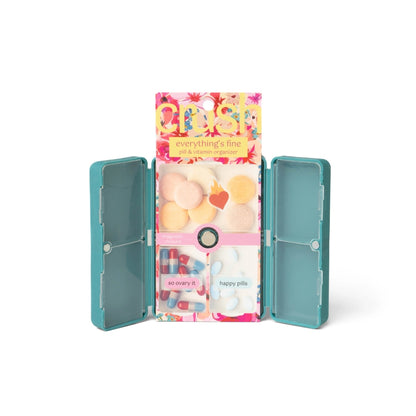 Crush Everything's Fine Pill & Vitamin Case Teal