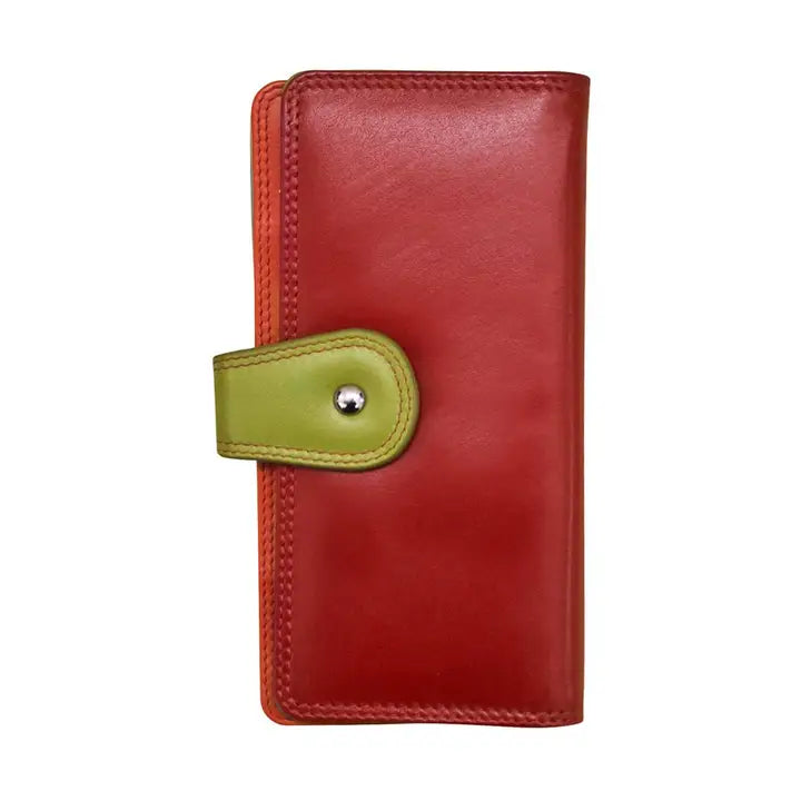 ili New York Leather RFID Multicolor Wallet with Tab Closure
