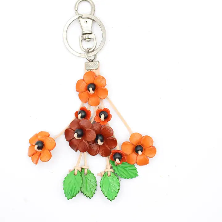 Small Leather Flower Bag Charm/Keychain