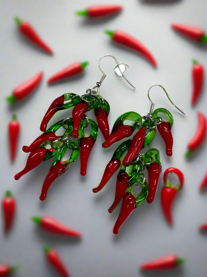 For The Love Of Red Chile Glass Earrings