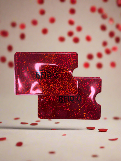 2-Pack RFID Blocking Credit Card Sleeves Red Sparkle