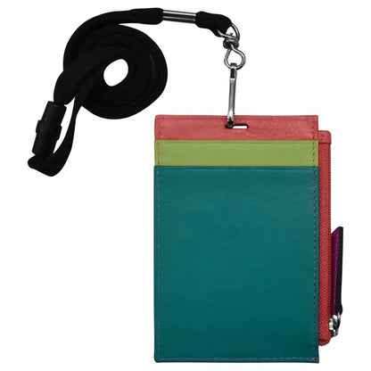 ili New York Leather Vertical Zip I.D. Holder with Lanyard- 7118