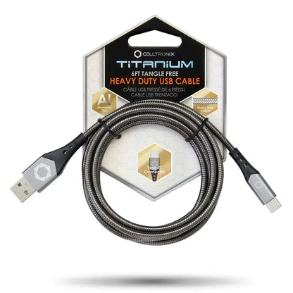 Celltronix Titanium 6' Fast Charging Usb To Type-C Cable Gun Metal