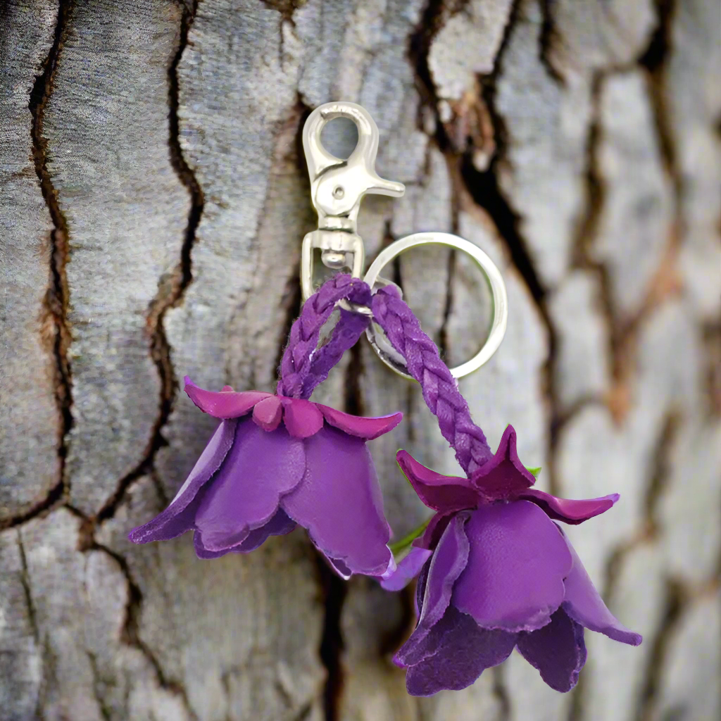 Small Leather Bag Charm/Keychain- Tulips