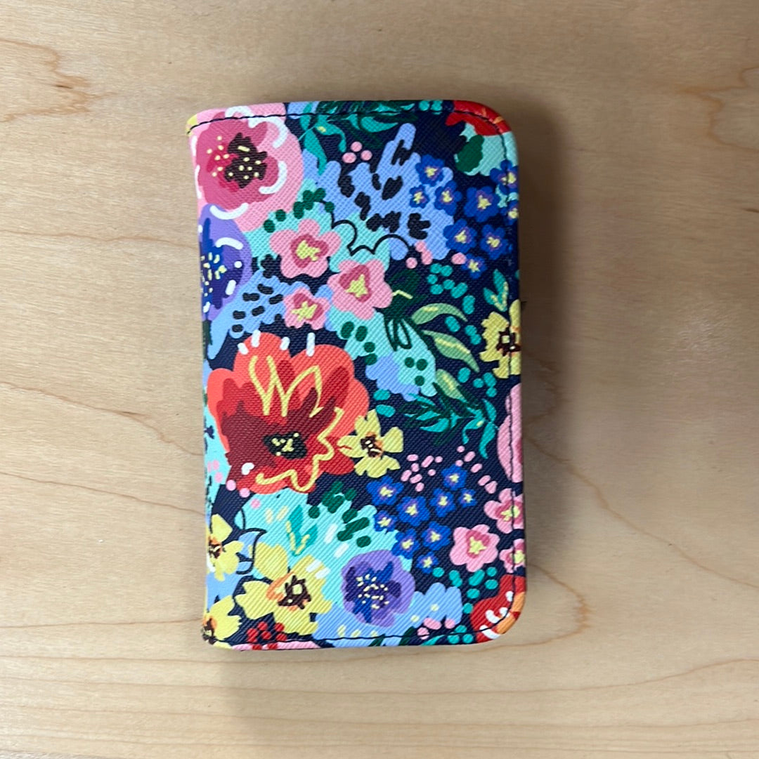 On Sale- Buxton Snap Card Case-Floral Impressionist-Vegan Leather