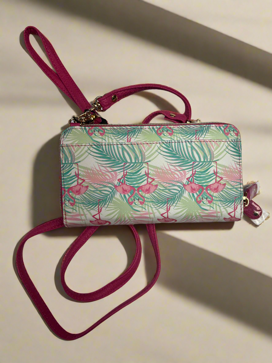Buxton Ultimate Organizer Wallet On A String-Flamingo-Vegan Leather