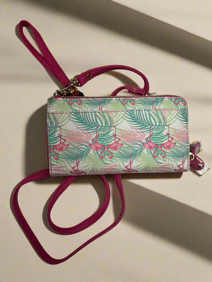 Buxton Ultimate Organizer Wallet On A String-Flamingo-Vegan Leather