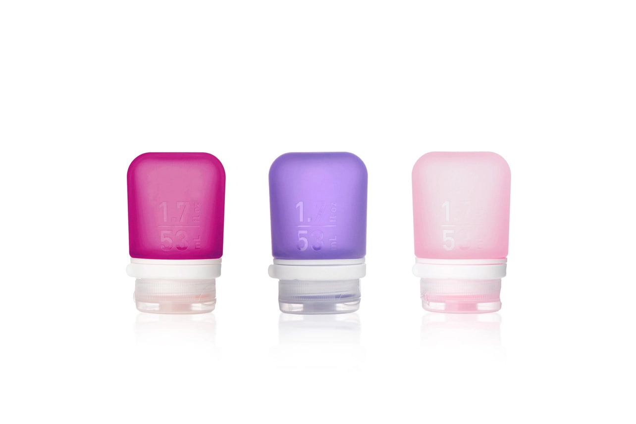 Humangear 1.7 oz GoToob+ 3-Pack Silicone 3-1-1 Toiletry Bottles (SMALL) - Assorted Colors