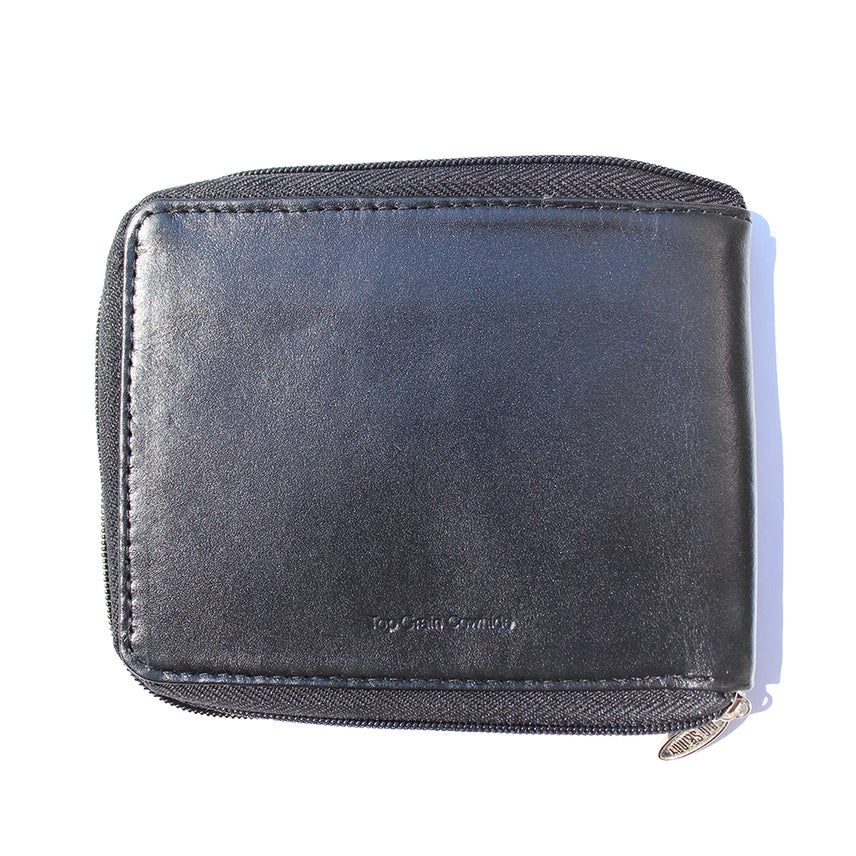 Big Skinny RFID Blocking Leather Zipfold Bifold Wallet