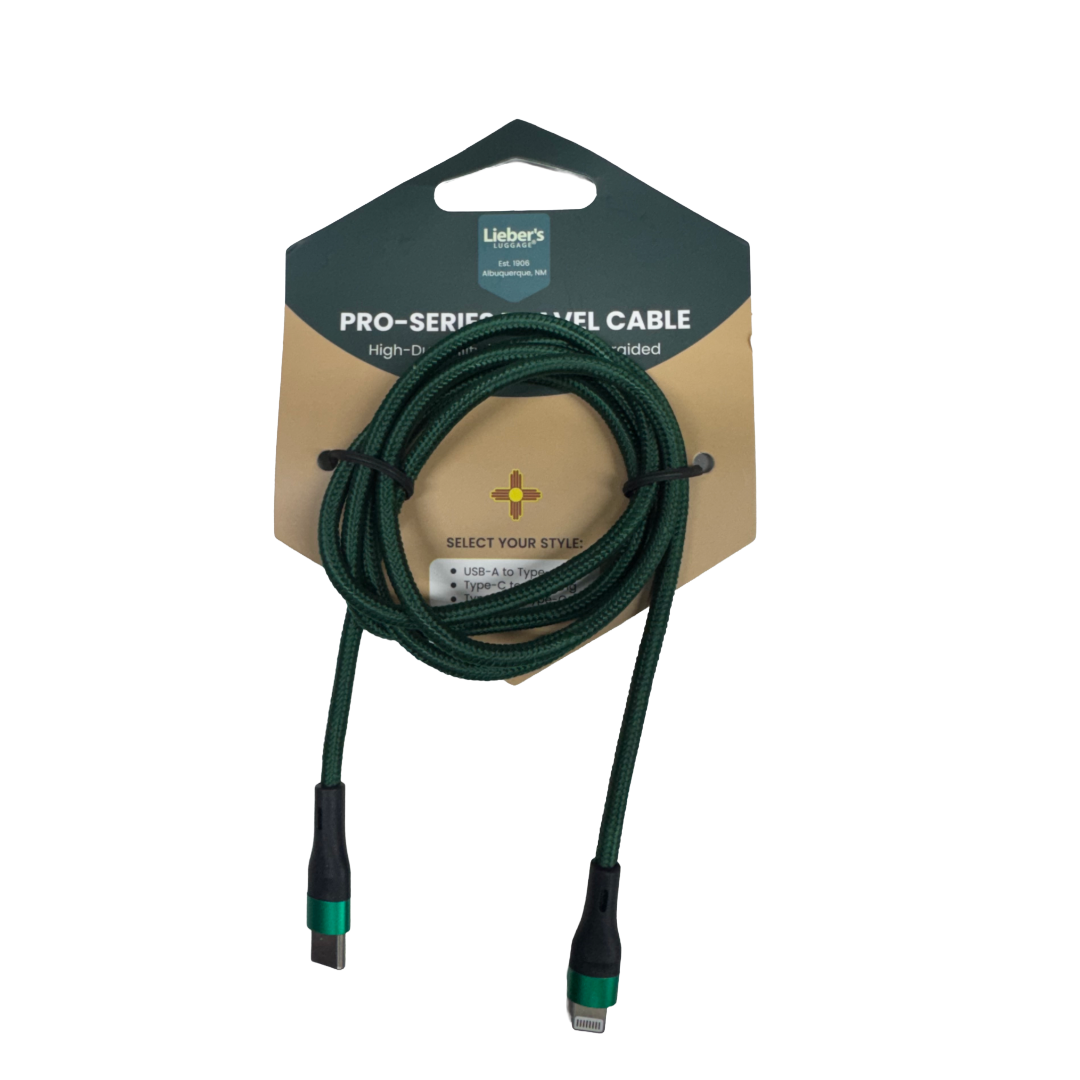 Lieber's Luggage Pro-Series Travel Charging Cable Type-C to Lightning (9V3A 27W) Green