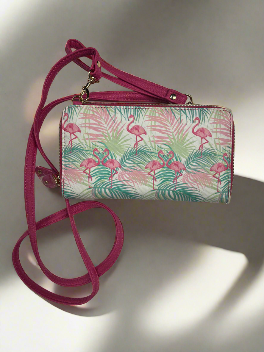 Buxton Ultimate Organizer Wallet On A String-Flamingo-Vegan Leather Beyonce Pink Flamingo