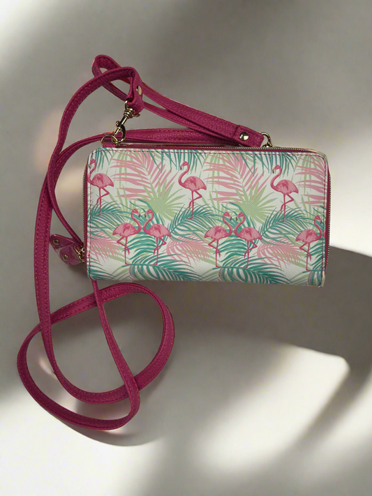 Buxton Ultimate Organizer Wallet On A String-Flamingo-Vegan Leather Beyonce Pink Flamingo