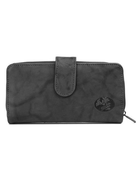 Julia Buxton Heiress Leather Checkbook Wallet w/ RFID Black