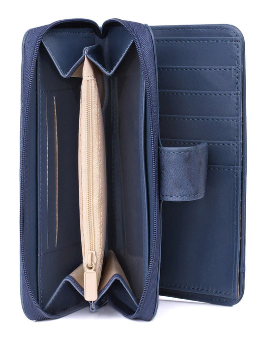 Julia Buxton Heiress Leather Checkbook Wallet w/ RFID