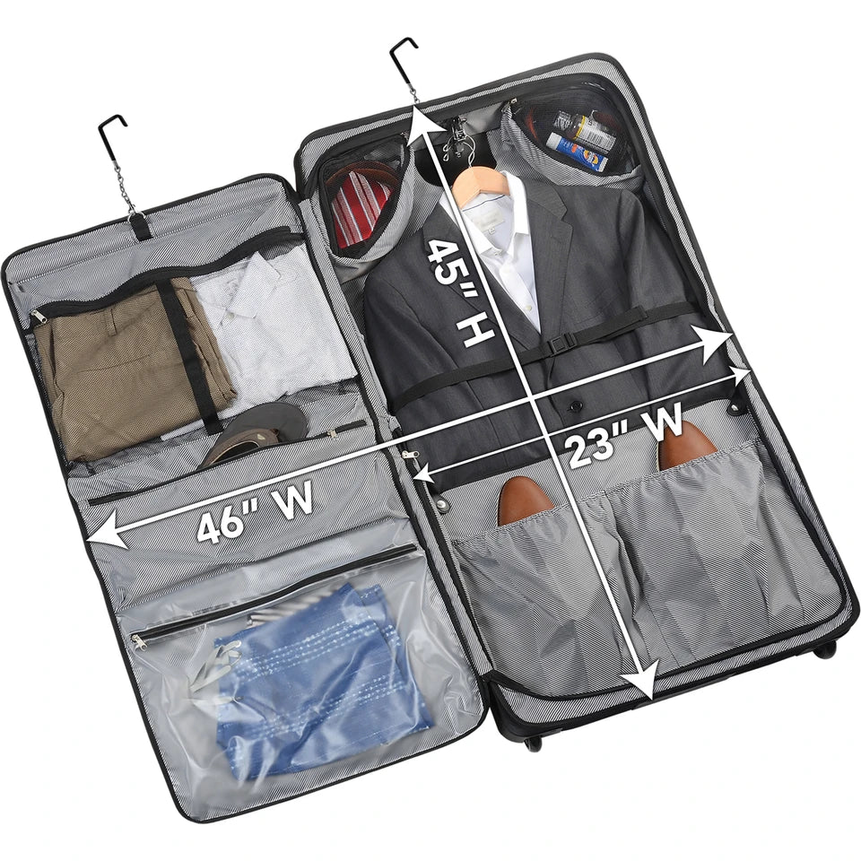 WALLYBAGS Solutions 45” Premium 2-Wheel Garment Bag with Multiple Pockets