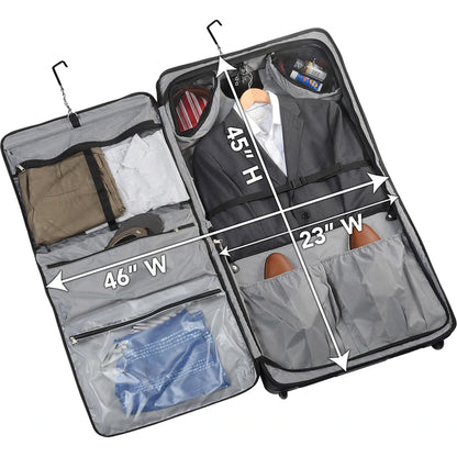 WALLYBAGS Solutions 45” Premium 2-Wheel Garment Bag with Multiple Pockets