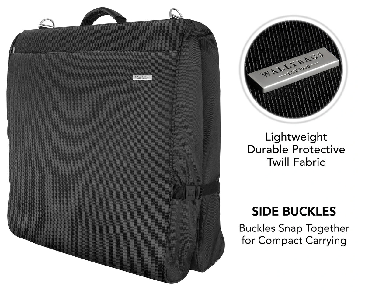 WALLYBAGS 45" Premium Framed Garment Bag with Shoulder Strap and Multiple Pockets