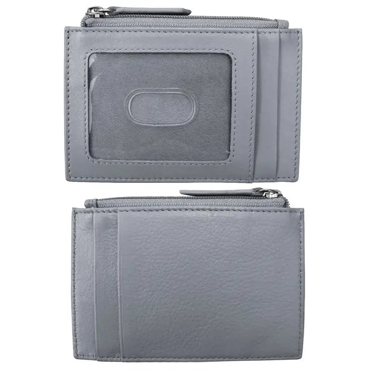 Estuche para tarjetas de identificación con cremallera de cuero New York de ili
