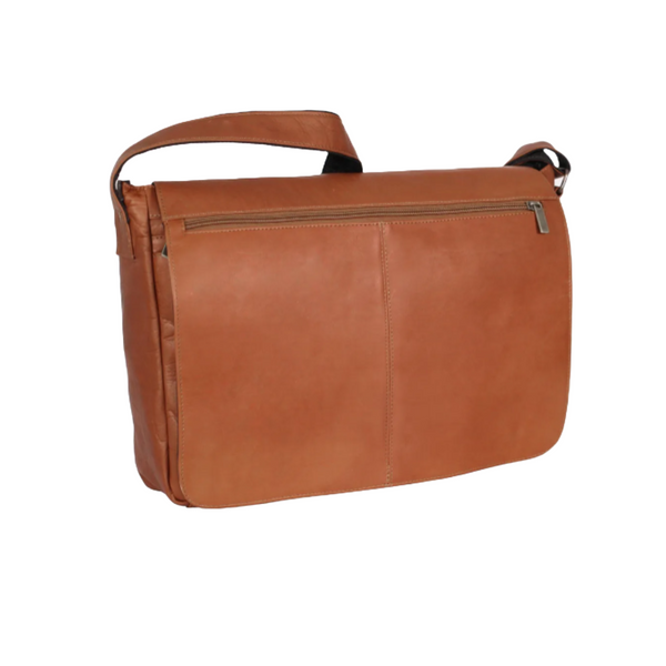 David King & Co. 189 Leather East/West Full Flap Over Messenger Bag Tan