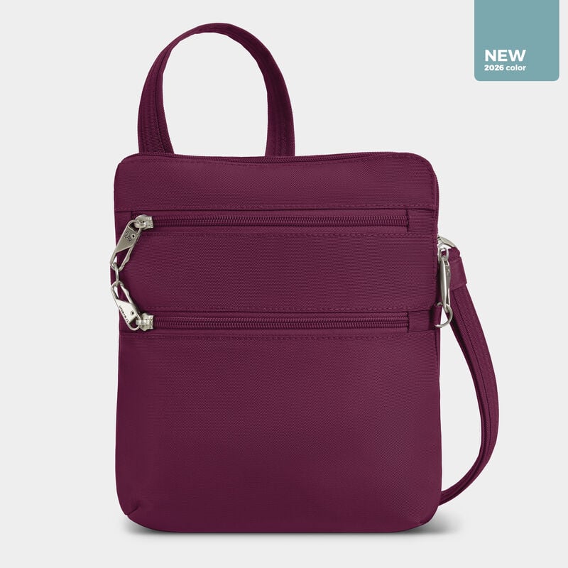 Travelon Anti-Theft RFID Classic Slim Double Zip Crossbody Burgundy