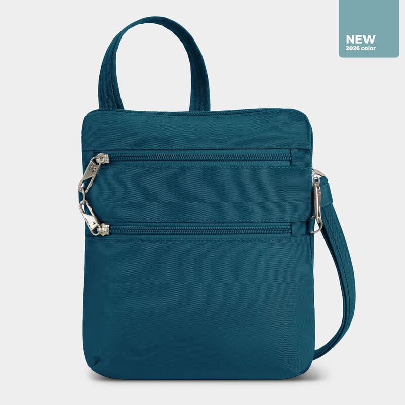 Travelon Anti-Theft RFID Classic Slim Double Zip Crossbody Teal