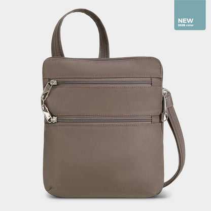 Travelon Anti-Theft RFID Classic Slim Double Zip Crossbody Hazelnut