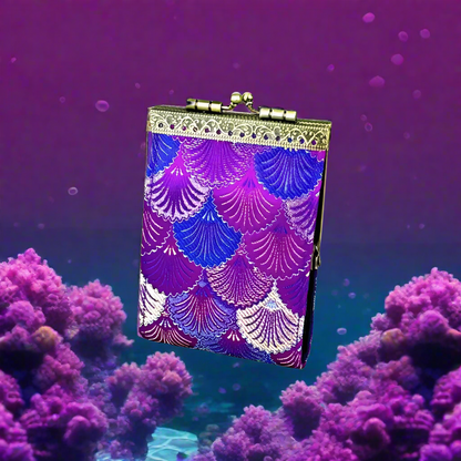 Cathayana RFID Accordian Card Wallet Small Shells- Purple Blue