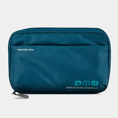 Travelon World Travel Essentials Tech Organizer Peacock Teal